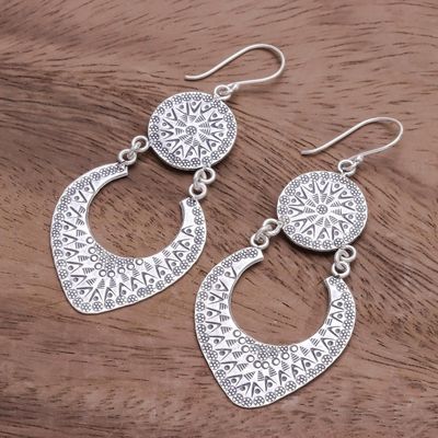 Alternate image for Karen Hill Tribe Silver Dangle Earrings from Thailand Moon Phase