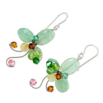 Alternate image for Multi-gemstone Green Earrings Thai Artisan Jewelry Glistening Clover