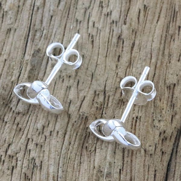 Alternate image for Handcrafted Sterling Silver Stud Earrings from Thailand Silver Trinity