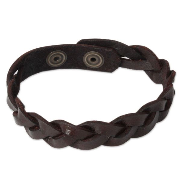 Alternate image for Mens Leather Wristband Bracelet Three Rivers