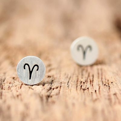 Alternate image for Sterling Silver Aries Stud Earrings from Thailand Satin Aries