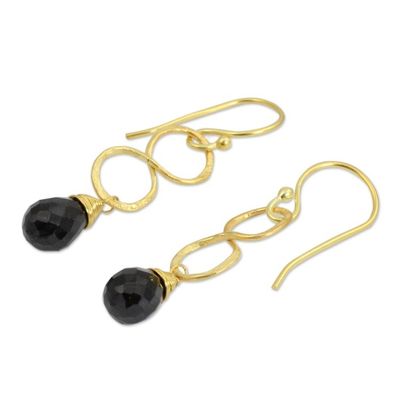 Alternate image for 24k Gold Plated Black Onyx Earrings Infinity