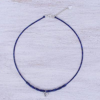 Alternate image for Hand Made Lapis Lazuli and Silver Pendant Necklace Lapis Leaf