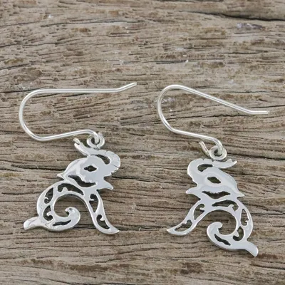 Alternate image for Sterling Silver Elephant Dangle Earrings from Thailand Elephant Song