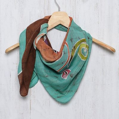 Alternate image for Thai Artisan Made Cotton Batik Scarf with Elephants Winsome Elephants