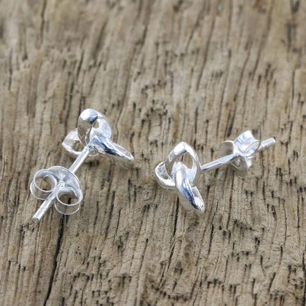 Alternate image for Handcrafted Sterling Silver Stud Earrings from Thailand Silver Trinity