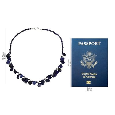 Alternate image for Fair Trade Lapis Lazuli Bead Necklace with Silver Clasp Bold in Blue