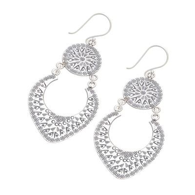 Alternate image for Karen Hill Tribe Silver Dangle Earrings from Thailand Moon Phase