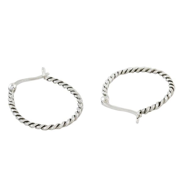 Alternate image for Handmade Sterling Silver Twisted Hoop Earrings from Thailand Spiral Onwards