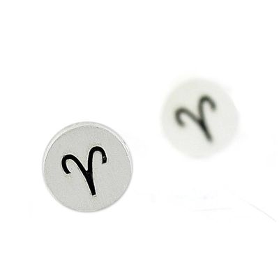 Alternate image for Sterling Silver Aries Stud Earrings from Thailand Satin Aries