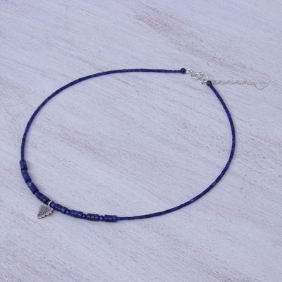Alternate image for Hand Made Lapis Lazuli and Silver Pendant Necklace Lapis Leaf