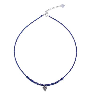 Alternate image for Hand Made Lapis Lazuli and Silver Pendant Necklace Lapis Leaf