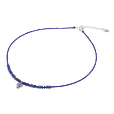 Alternate image for Hand Made Lapis Lazuli and Silver Pendant Necklace Lapis Leaf