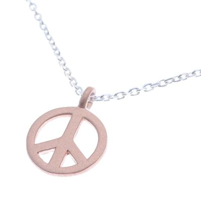 Alternate image for Rose Gold Accented Sterling Silver Peace Necklace Heart for Peace