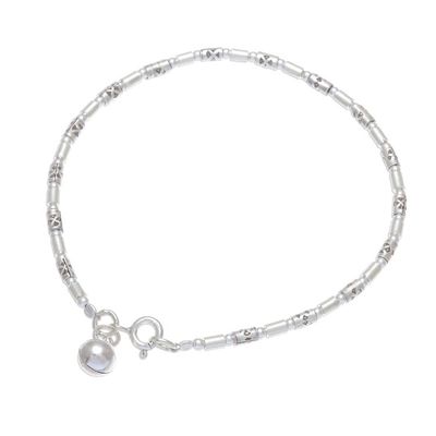 Alternate image for Karen Silver Beaded Bracelet with Ringing Bell from Thailand Hill Tribe Ring