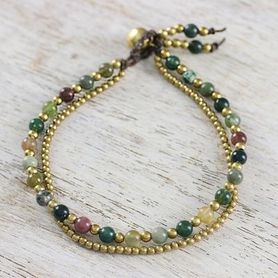 Alternate image for Unique Thai Brass Beaded Jasper Bracelet Harvest Harmony