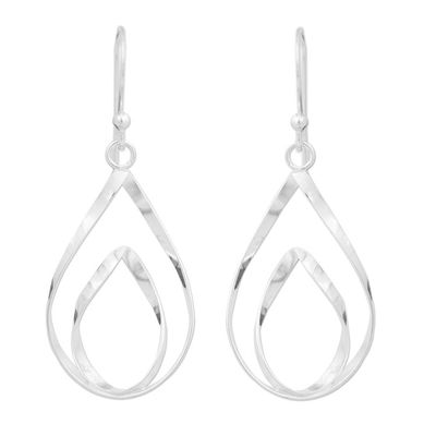 Alternate image for Polished Sterling 925 Fair Trade Floral Earrings Lotus Flame