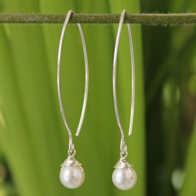 Alternate image for Thai Sterling Silver and Pearl Earrings Sublime