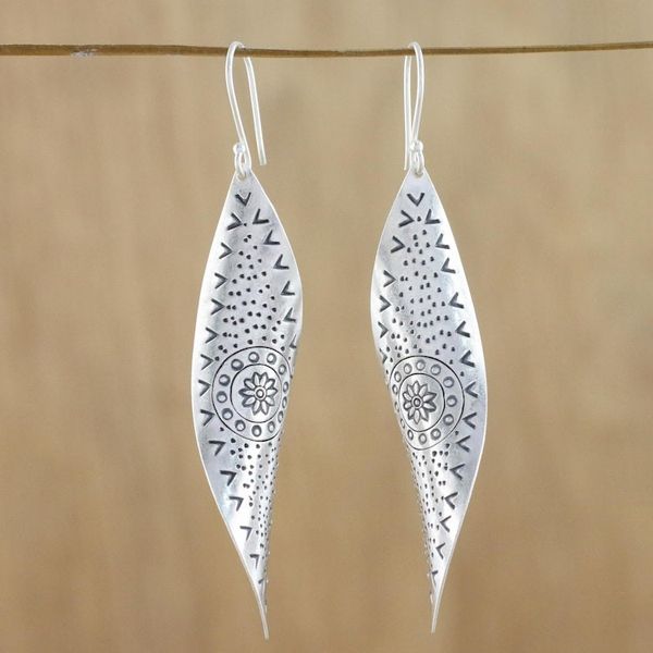 Alternate image for Handcrafted Karen Silver Dangle Earrings from Thailand Gentle Breeze