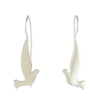 Alternate image for Sterling Silver Shining Dove Drop Earrings from Thailand Friendly Doves