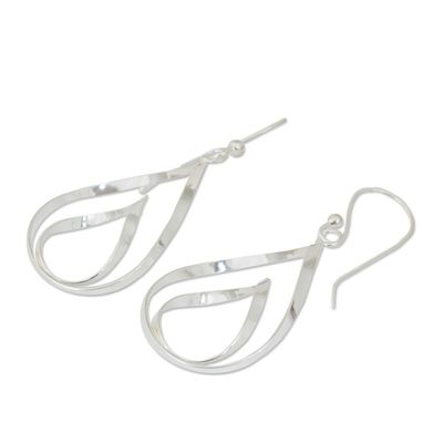 Alternate image for Polished Sterling 925 Fair Trade Floral Earrings Lotus Flame