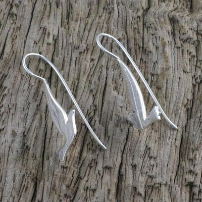 Alternate image for Sterling Silver Shining Dove Drop Earrings from Thailand Friendly Doves