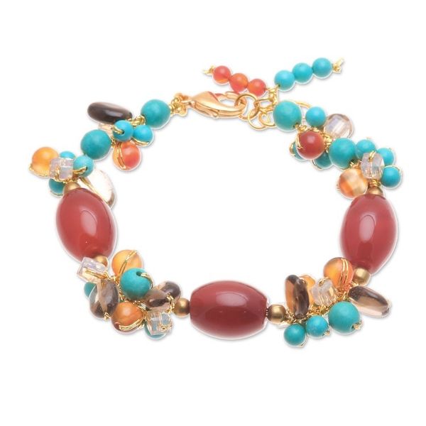 Alternate image for Gold-Accented Multi-Gemstone Beaded Bracelet from Thailand Autumn Honey