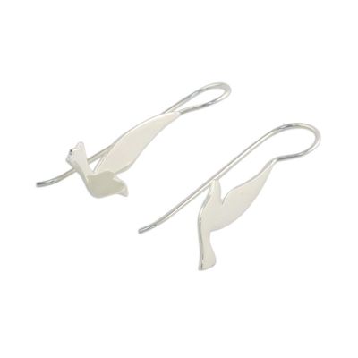 Alternate image for Sterling Silver Shining Dove Drop Earrings from Thailand Friendly Doves