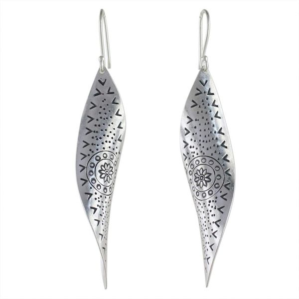 Alternate image for Handcrafted Karen Silver Dangle Earrings from Thailand Gentle Breeze