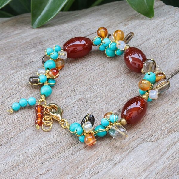 Alternate image for Gold-Accented Multi-Gemstone Beaded Bracelet from Thailand Autumn Honey