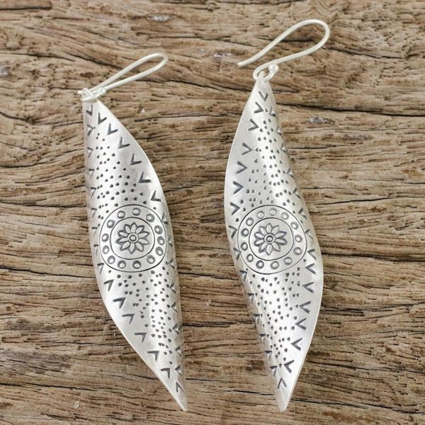 Alternate image for Handcrafted Karen Silver Dangle Earrings from Thailand Gentle Breeze