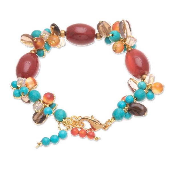 Alternate image for Gold-Accented Multi-Gemstone Beaded Bracelet from Thailand Autumn Honey