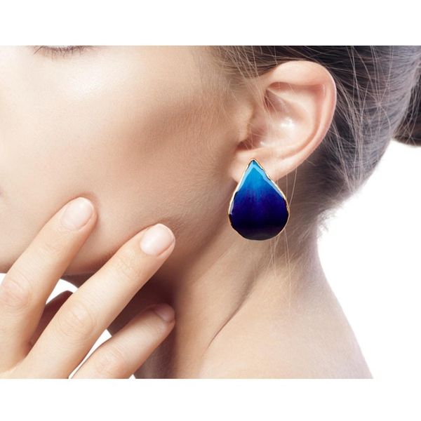 Alternate image for Natural Flower Button Earrings Chiang Mai Sky