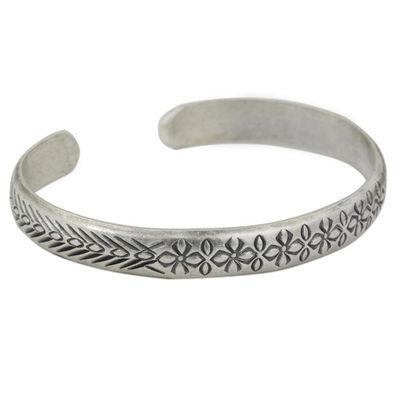 Alternate image for Floral Sterling Silver Peace Bracelet from Thailand Find Peace