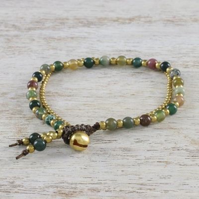 Alternate image for Unique Thai Brass Beaded Jasper Bracelet Harvest Harmony