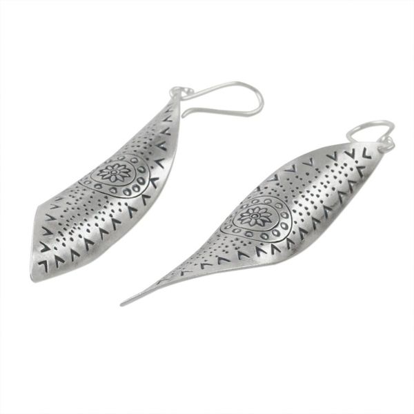 Alternate image for Handcrafted Karen Silver Dangle Earrings from Thailand Gentle Breeze