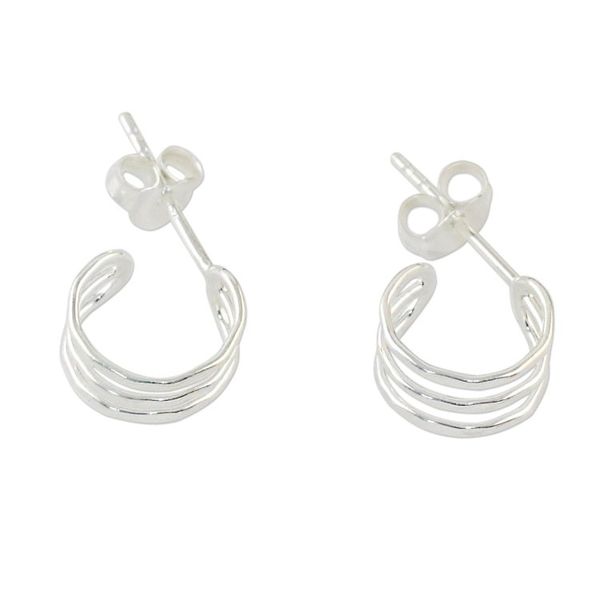 Alternate image for Sterling Silver Openwork Half-Hoop Earrings from Thailand Shining Jai Alai