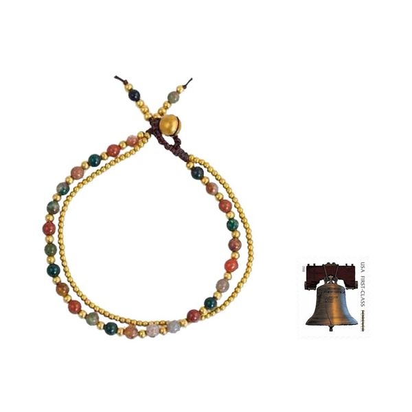 Alternate image for Unique Thai Brass Beaded Jasper Bracelet Harvest Harmony