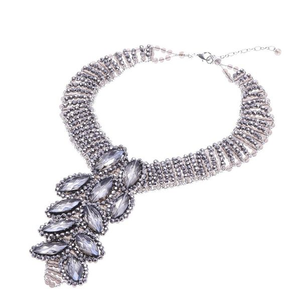 Alternate image for Waterfall Choker Necklace with Glass Beaded Design Black Swan