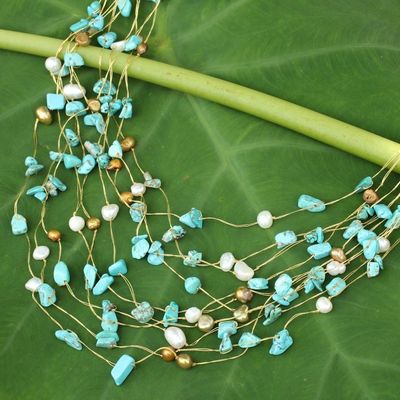 Alternate image for Beaded Turquoise Colored Necklace Cool Shower