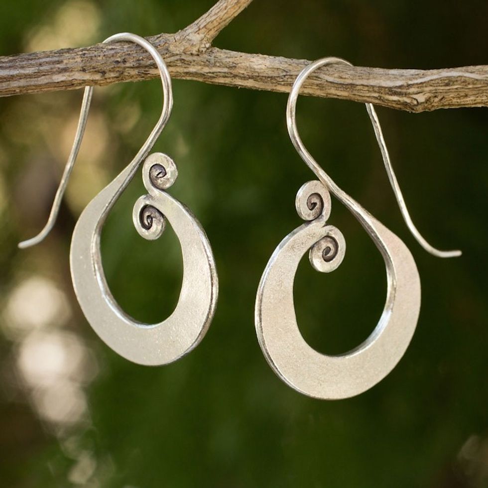 Silver 950 Drop Earrings 'Music'