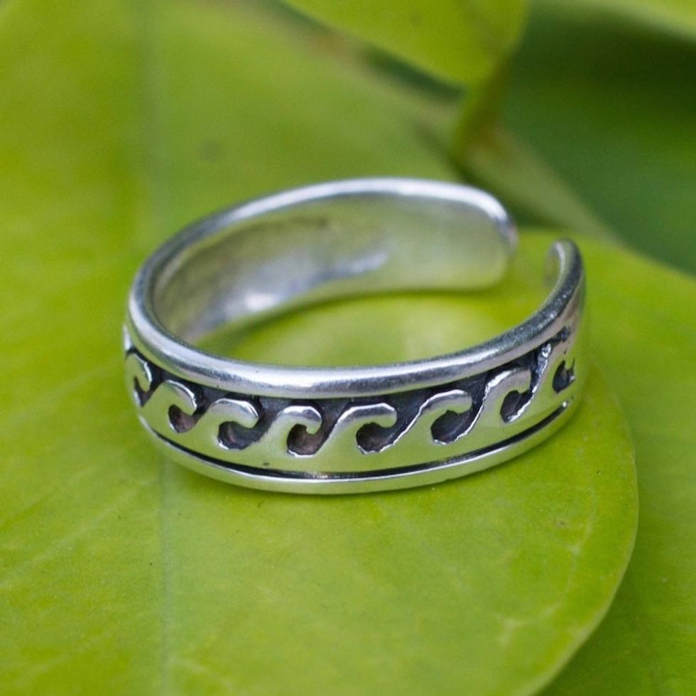 Modern Sterling Silver Toe Ring 'Beach Beauty'