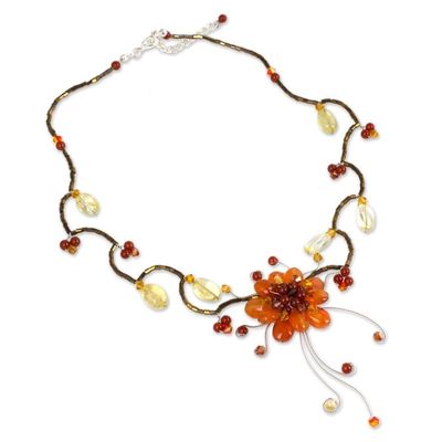 Alternate image for Carnelian and Citrine Beaded Choker Fire Flower