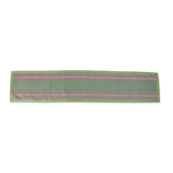 Alternate image for Hand Woven Yok Dok Cotton Table Runner in Green Pink Blue Lanna Beauty