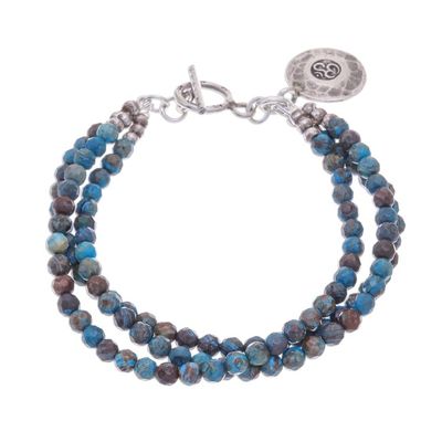 Alternate image for Om Symbol Beaded Bracelet with Blue and Brown Jasper Tiny Globes
