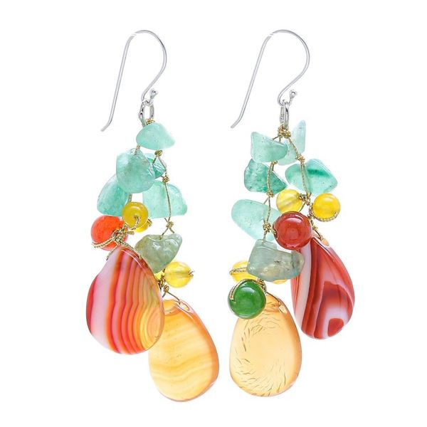 Alternate image for Multi-gemstone Dangle Earrings on Sterling Silver Hooks Candy Mood