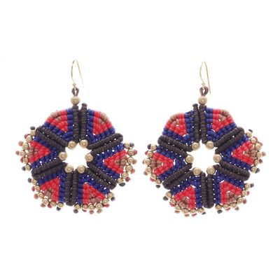 Alternate image for Round Colorful Hand-Knotted Dangle Earrings from Thailand Fantastic Delight