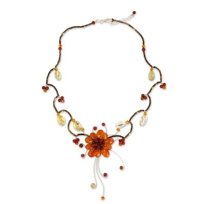 Alternate image for Carnelian and Citrine Beaded Choker Fire Flower