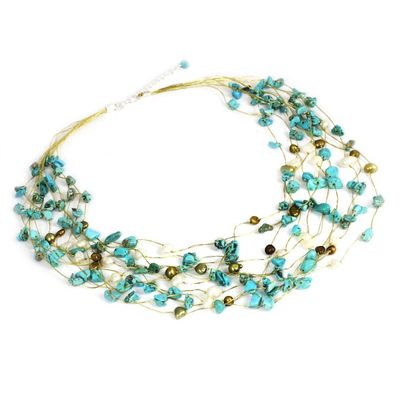 Alternate image for Beaded Turquoise Colored Necklace Cool Shower