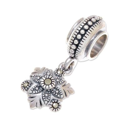 Alternate image for Floral Sterling Silver Bracelet Charm from Thailand Glamorous Flower